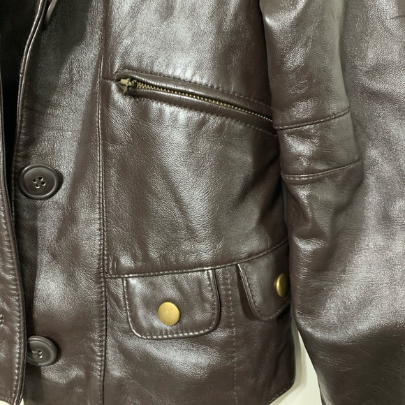 Metro 7 Brown Leather Ladies Jacket Size 2 - Picture 3 of 6